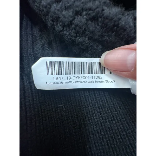 Quince Australian Merino Wool Women's Cable Knit Sweater Black S - Image 5