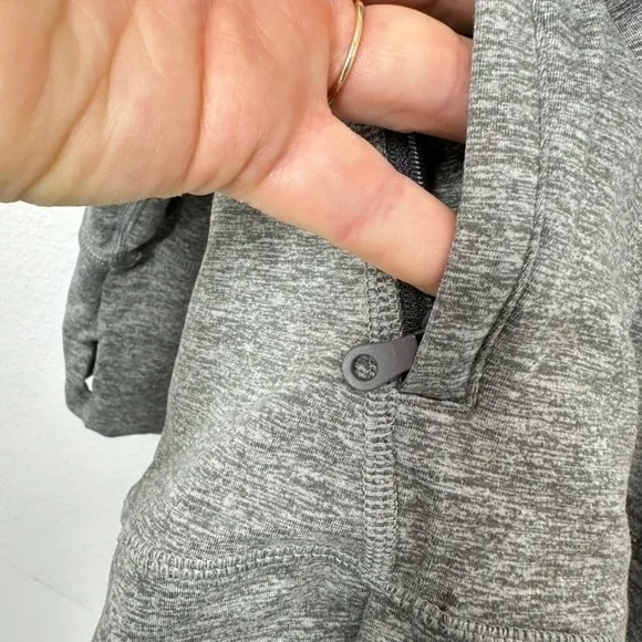 Aerie Offline‎ Grey Heathered Hoodie Thumbholes Zipper Pockets Athleisure Size M - Image 4