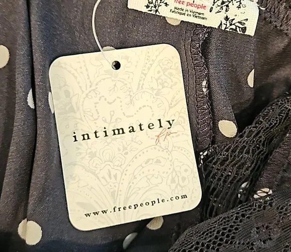 INTIMATELY FREE PEOPLE Bad For You Slip Dress ~ Black Polka Dot Print Lace L NWT - Image 15