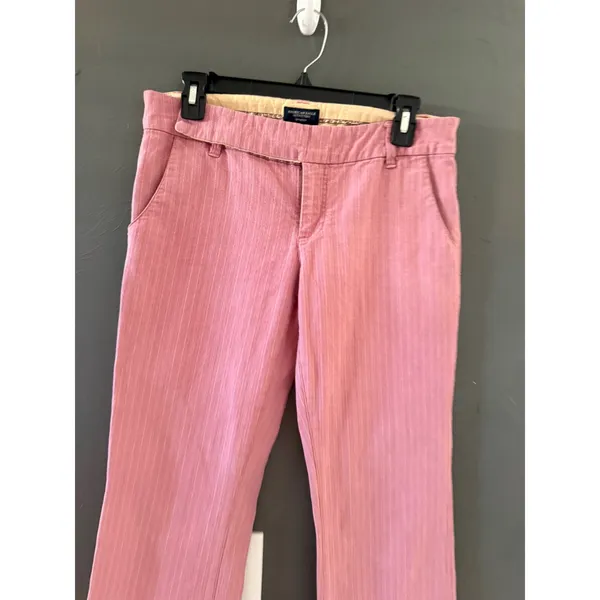 American Eagle Y2k‎ Pink Textured Stripe Stretch Crop Pants Low Rise Womens 6 - Image 2