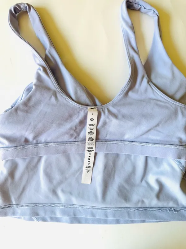 Lululemon Aling Tank Top Nulu Sz 8 With‎ Cup Light Blue V-Neck Sports Bralette - Image 5