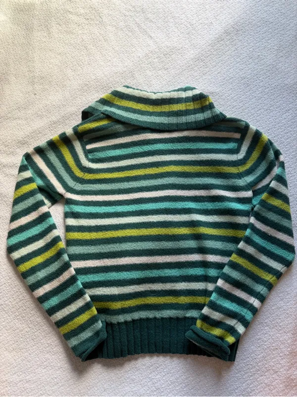 Vintage Y2K Gap Striped Sweater Snap Collar Wool - Image 2