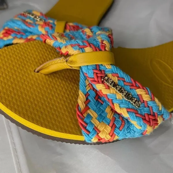 NWT size 7/8 Havainas St. Tropez mesh sandals multicolored woven strap - Image 3