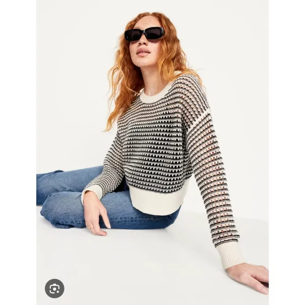 Old Navy Open Stich‎ Sweater Black And White Size Large - Image 2