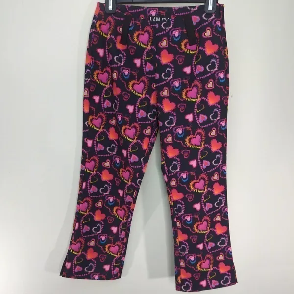 I.AM.GIA Womens Rylee Cropped Pants Black Pink‎ Hearts Stretch XS - Image 3