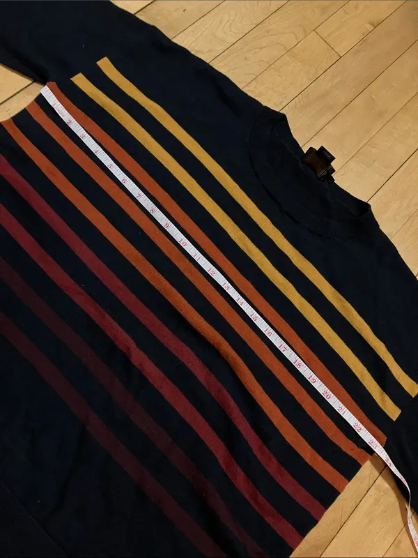 Pendleton Woolen Mills Navy Striped Wool Sweater Size Large Damaged - Image 8