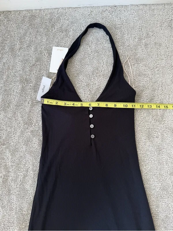 NWT Wilfred Aritizia Temperature Halter Midi Dress in Black Size Small - Image 14
