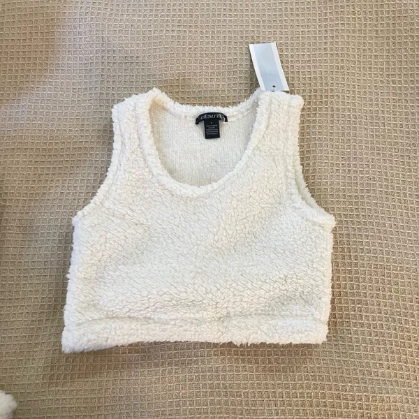 White Plush fur teddy comfy warm Lounge top pants cardigan loungewear set - Image 2