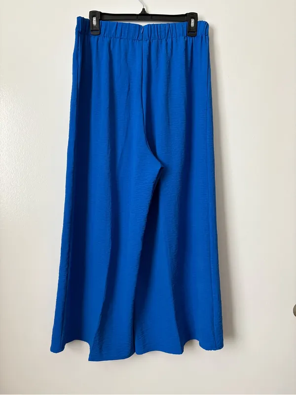 Cobalt Wide-Leg Women's Pants - Sleek High-Rise Style - Image 2