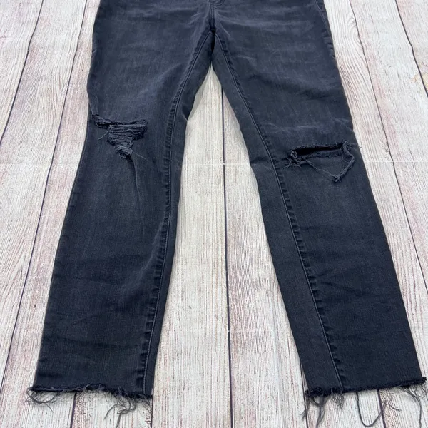 Madewell Maternity Skinny Jeans Black Distressed Raw Hem Over Belly Size 31 - Image 5