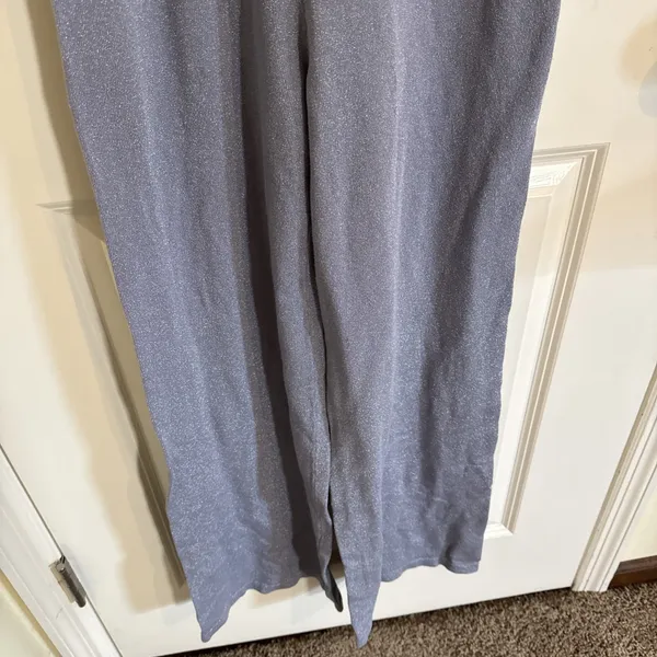 Revolve Superdown Tasha Spaghetti Strap Wide Leg Jumpsuit Slate Blue Sparkle Med - Image 3