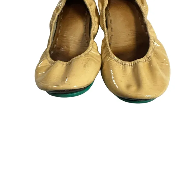 Tieks Patent Leather Cream Beige Green Foldable Travel Ballet Flats Shoes Size 8 - Image 4
