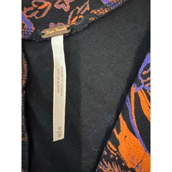 Free People Hello Lover Tunic Womens Floral Paisley Black Orange Size Medium‎ - Image 4