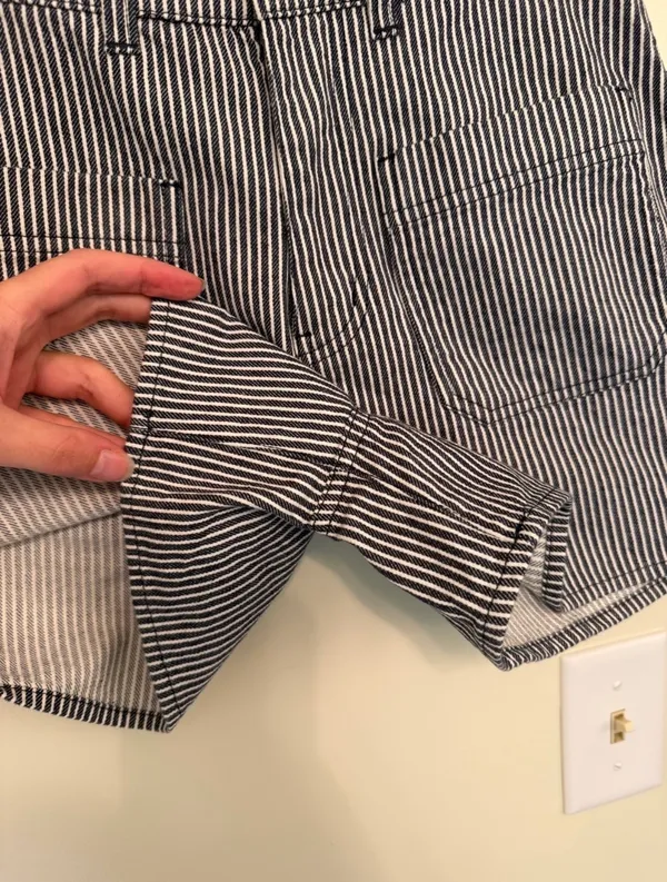 Vans black & white striped high waisted denim shorts - Image 2