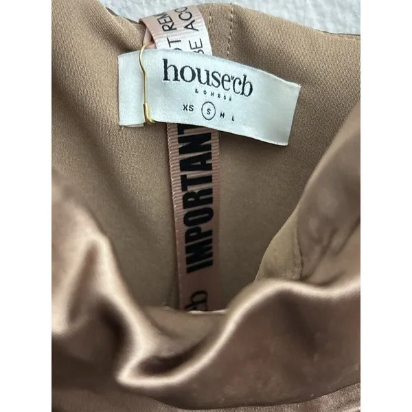 HOUSE OF CB Women Reva Satin Gathered Corset Dress Toffee Size Small $255 NEW - Image 6