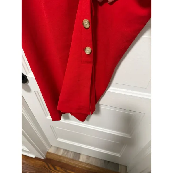 Ann Taylor plus size Red Side Button Sheath Dress Short Sleeve Scoop Neck Lined‎ - Image 10