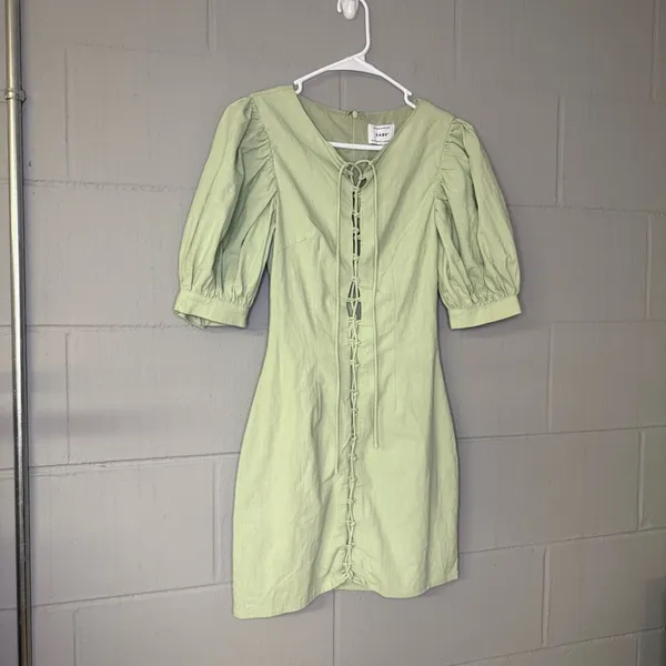 NWT Sabo Skirt Alma Dress in Green Women’s Size XS Puff Sleeve Cotton Mini Dress - Image 3