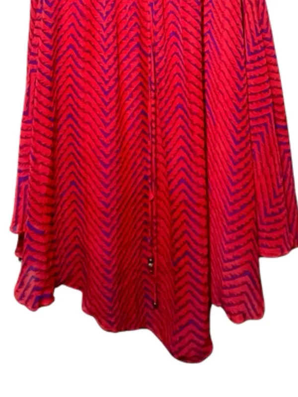 Hot Pink Midi Dress‎ - size Medium ~ Gold Jewelry Neckline - Image 4