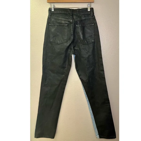 NWT REVICE High Rise Harlow Straight Leg Two-Tone Jeans in Black and Blue - Image 7