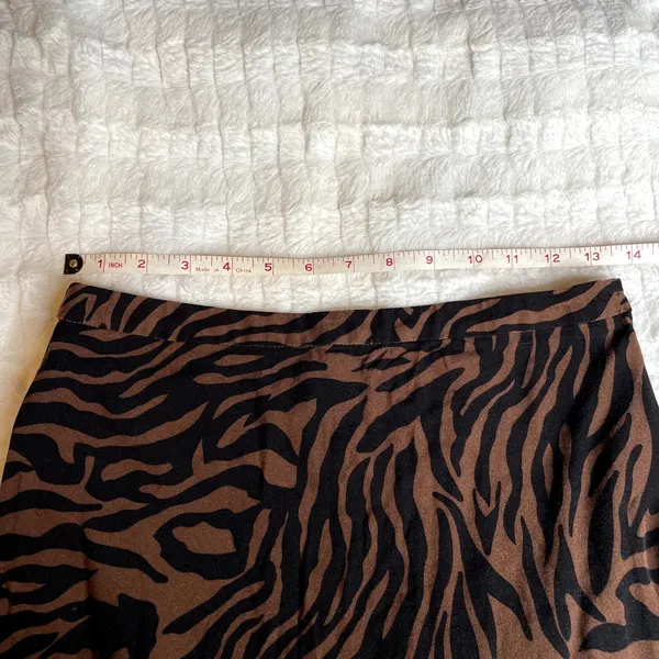 BRIXTON Helena Midi Skirt High Waist Black‎ Brown Zebra Animal Print Medium M - Image 4