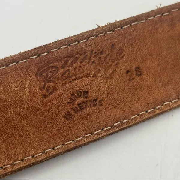 Linda Etched Western Belt Personalized Rawhide Leather Belt Brown - Image 5