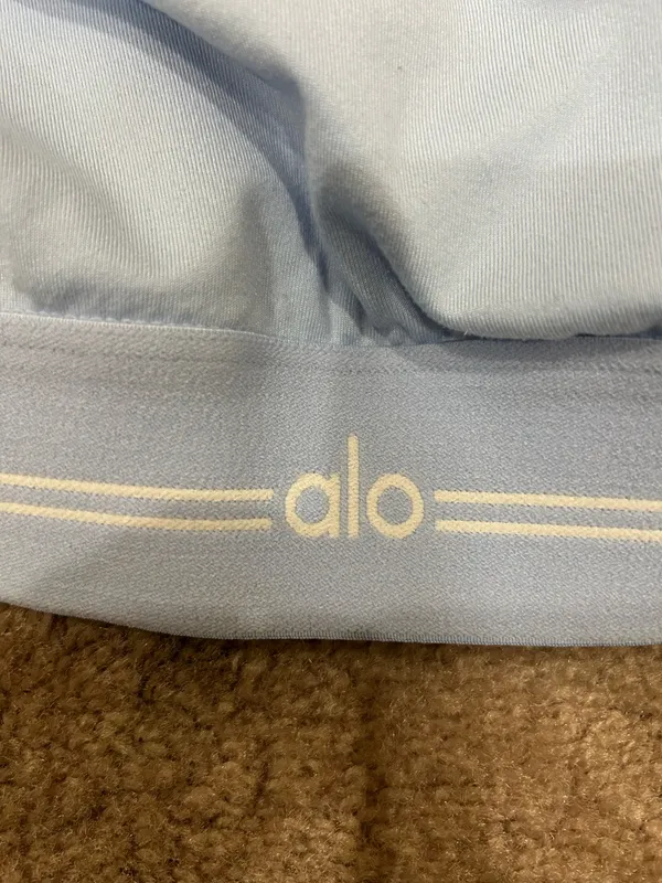 Alo Yoga Airbrush Better Together Layered Bra Seashell Blue - Image 7