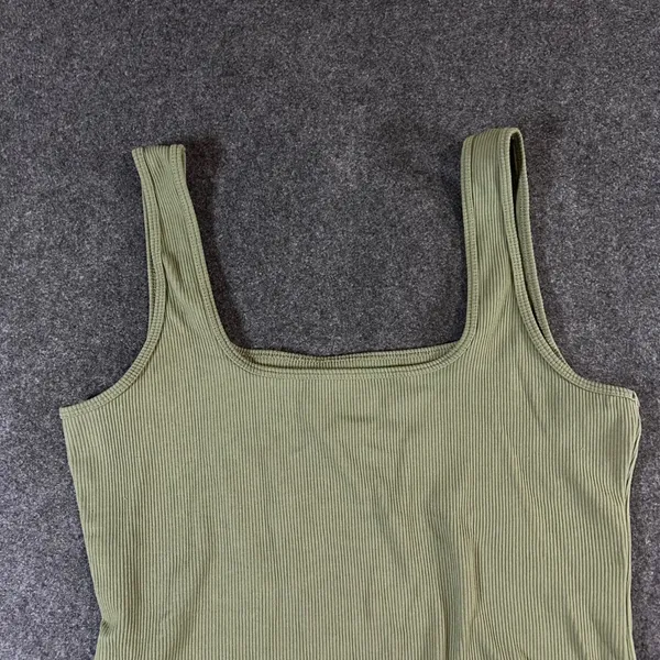 Abercrombie & Fitch Soft AF Ribbed Bodysuit Olive Green‎ Square Neck Large - Image 9