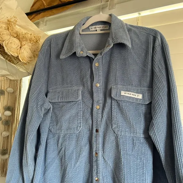 My Mum Made It Blue Corduroy Oversized Shacket XS S - Image 3