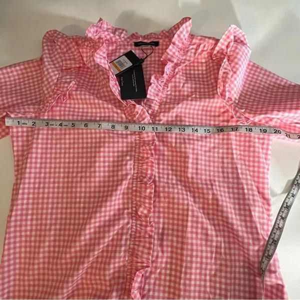 Tommy Hilfiger Women's Long Sleeve Ruffle Plaid Button Front Blouse Sz S - Image 6