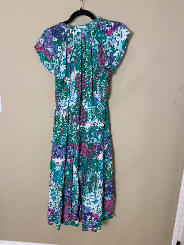 Rails juni Dress in Gardenia Floral Tiered Midi Skirt Size Small - Image 8