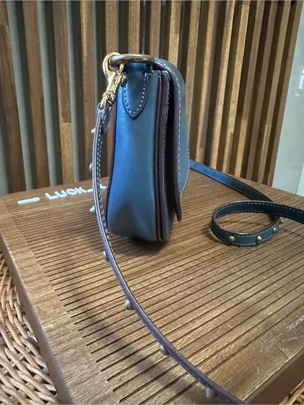 Coach 1941 Saddle Bag 23 Blue Cornflower Glovetanned Leather Rivet Crossbody - Image 3