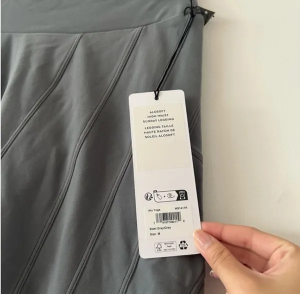 Alo NWT Alosoft High-Waist Sunray Gray Grey Leggings Size M - Image 6