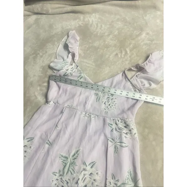 Show Me Your Mumu Delilah Mini Dress Women Small Lilac Floral Sleeveless Ruffle - Image 10