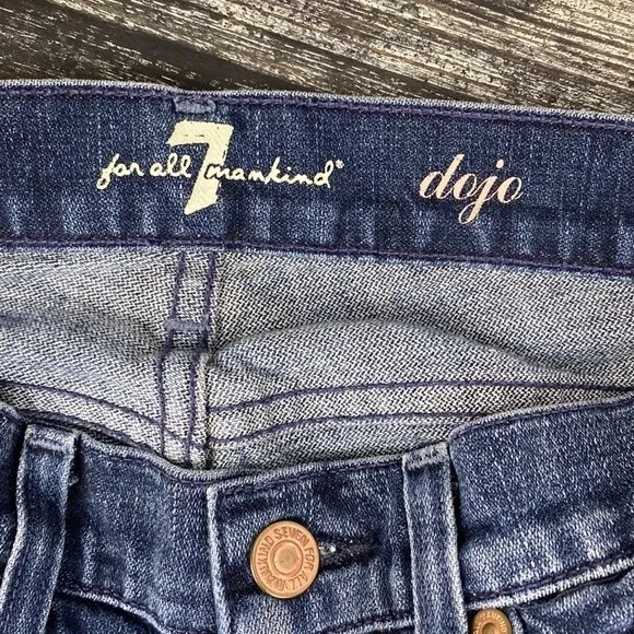 7 For All Mankind Dojo Crop Capri Denim Blue Jeans 24 - Image 7