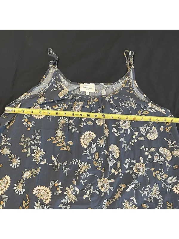 Bohme Maxi Dress Blue Paisley Cottagecore Spaghetti Strap Medium - Image 5