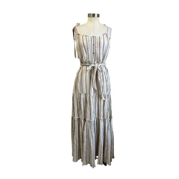 Veronica Beard‎ Michi Metallic Stripe Maxi Dress Elegant Occasion Size Large - Image 2