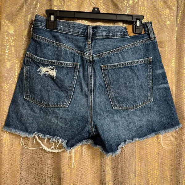 American Eagle Blue 90's Boyfriend Shorts Distressed Cut Offs Size 8 - Image 2