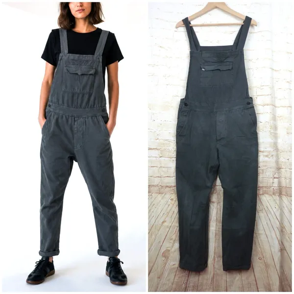 Seeker Canvas Overalls Womens L US 32 Gray Hemp Cotton Utility Workwear Made USA - Image 2