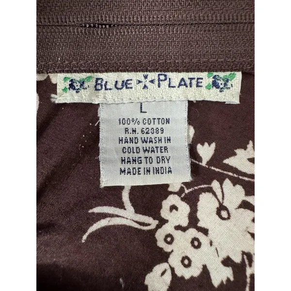 Blue Plate Floral Fit & Flare Midi Dress Womens Large Brown Cream Floral Boho - Image 5