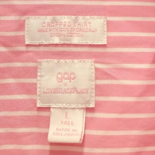 Gap × Loveshackfancy Baby Pink‎ 100% Organic Cotton Cropped Shirt Casual Easter - Image 6