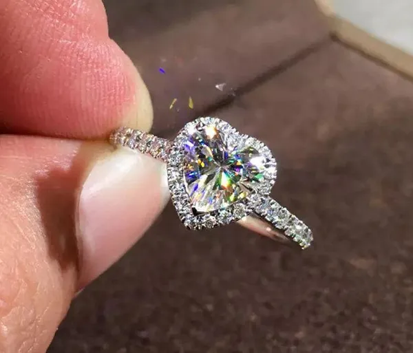 1.5ct heart shape halo 4.5 5 6 7 8 9 10 Diamond Cz Silver 925 - Image 5