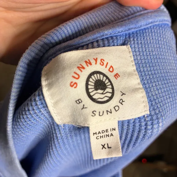 Sunnyside by Sundry Blue Waffle Knit Long Sleeve Top - XL‎ - Image 4
