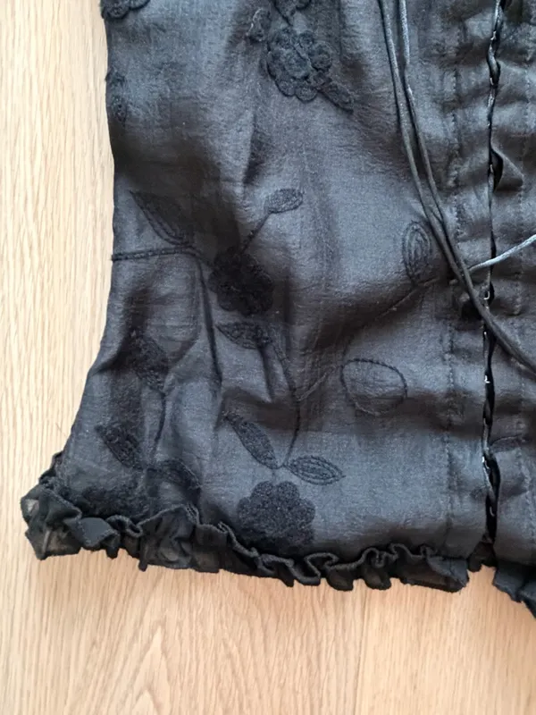 Black Floral Lace Corset Cami Top - Image 2