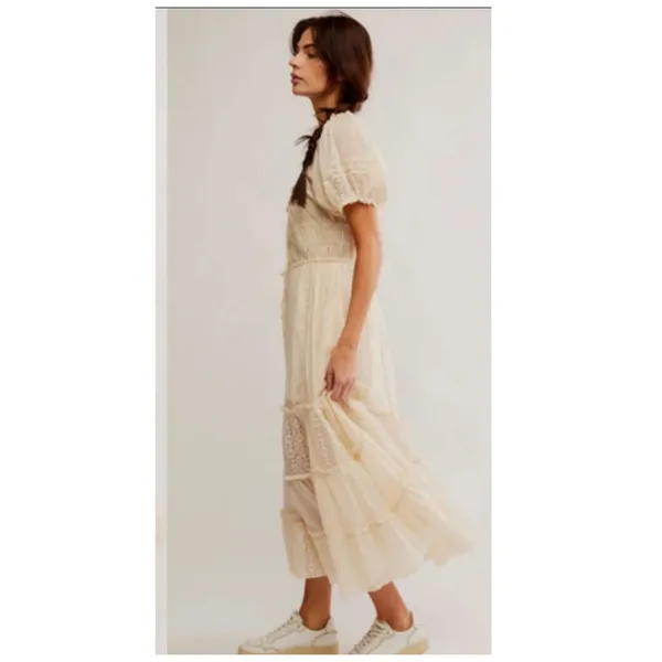 NEW Free People Falling Sun Puff Sleeve Midi Dress Size XS - Image 8