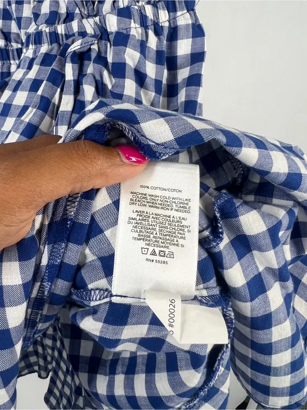 Express Blue and White Gingham One-Piece Romper - Image 8