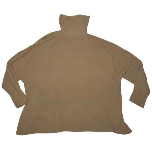 Aerie Oversized Turtleneck Soft Fuzzy Sweater Tan XXL Cozy Minimalist Olsen Y2K - Image 2