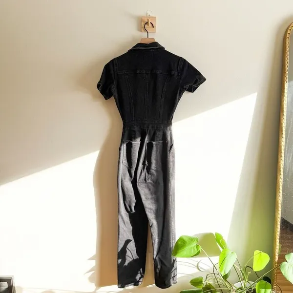 Good American Short Sleeve Denim Jumpsuit Size 0 - Image 4