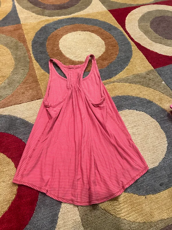 Lululemon Yogi Everyday Tank Top Cotton Racerback Pink Stripe Size 8 - Image 2
