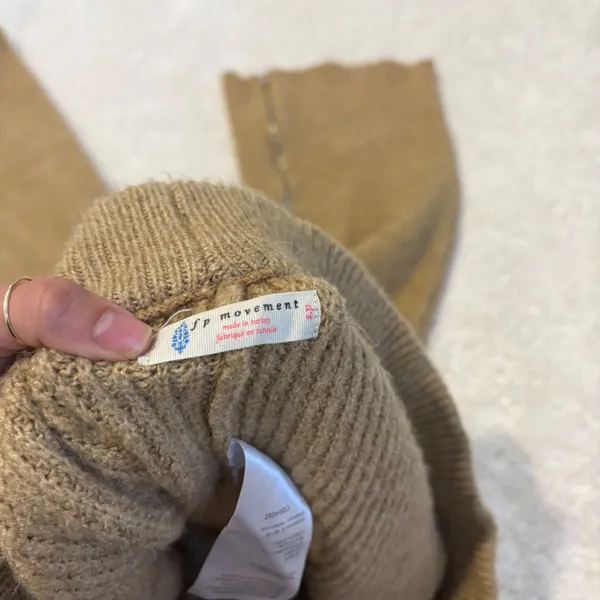 FP Movement Womens Ribbed Flare Knit Pants Tan Sz S Boho Indie Costal Casual - Image 7