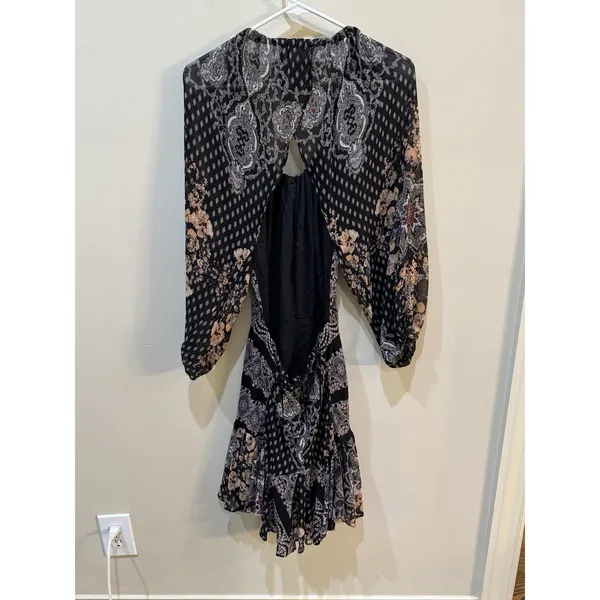 Free People Seven‎ Wonders Mini Dress Size XS Boho Hippie Multi Media Print - Image 5